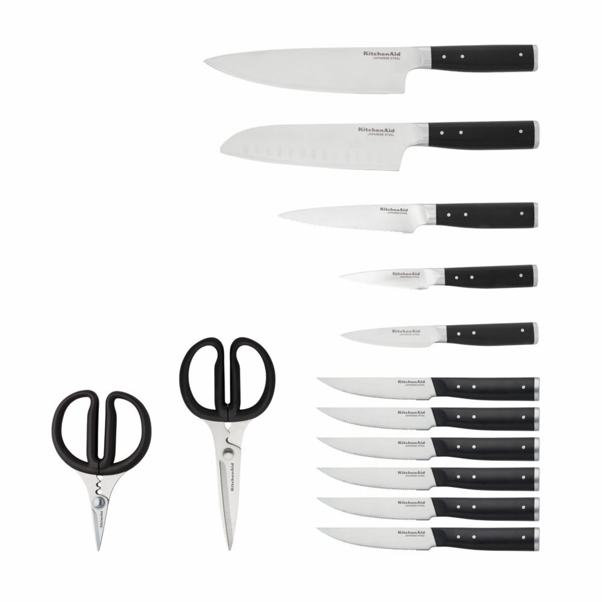 14-piece Forged Knife Block Set with Built-In Sharpener O65119