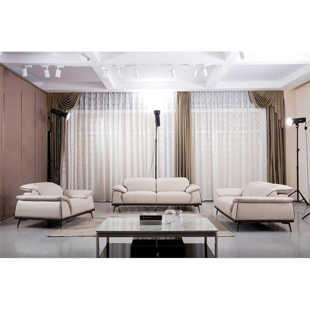 Beige Leather Loveseat L713113