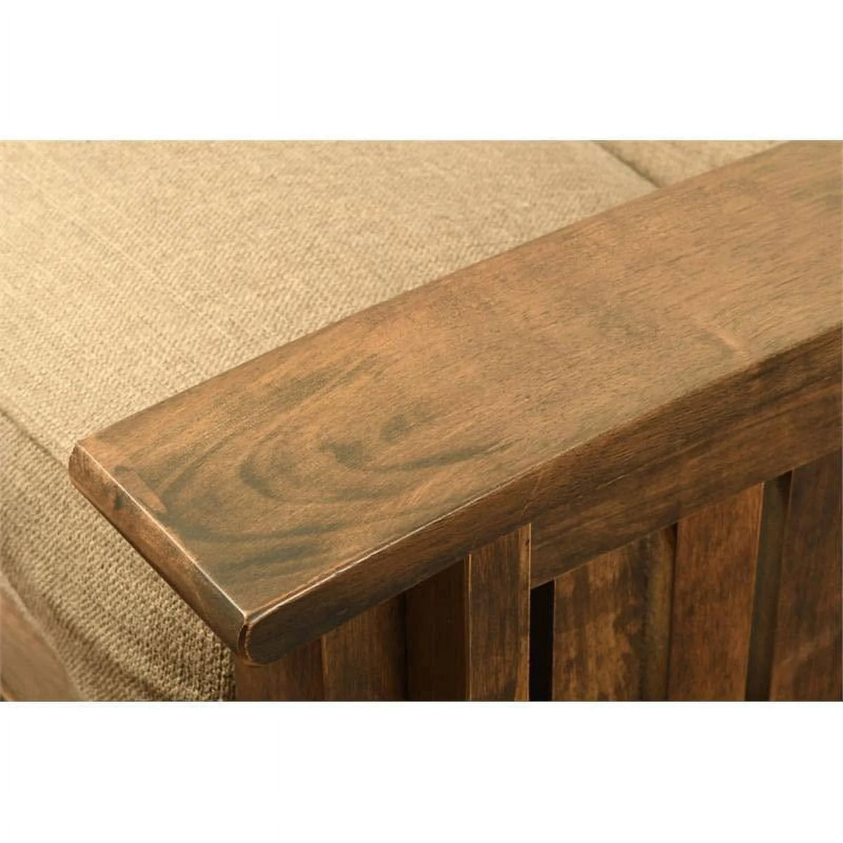 Queen Size Rustic Walnut Brown Wood Futon Frame E37224