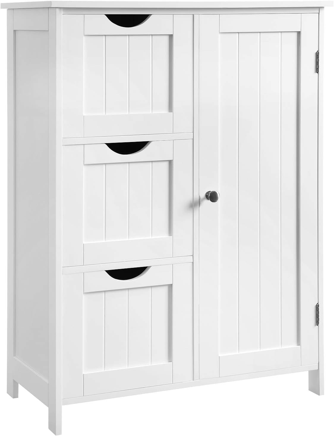 White Bathroom Storage Cabinet with 3 Drawers and Adjustable Shelf H33767