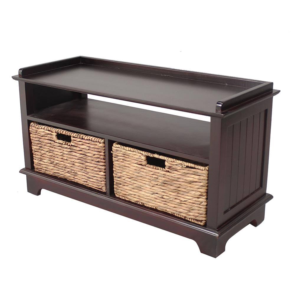 Black Wood Entertainment Cabinet with 2 Storage Baskets E345