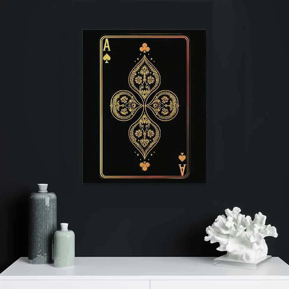 Playing Cards Wall Art Canvas Black and Gold V81048