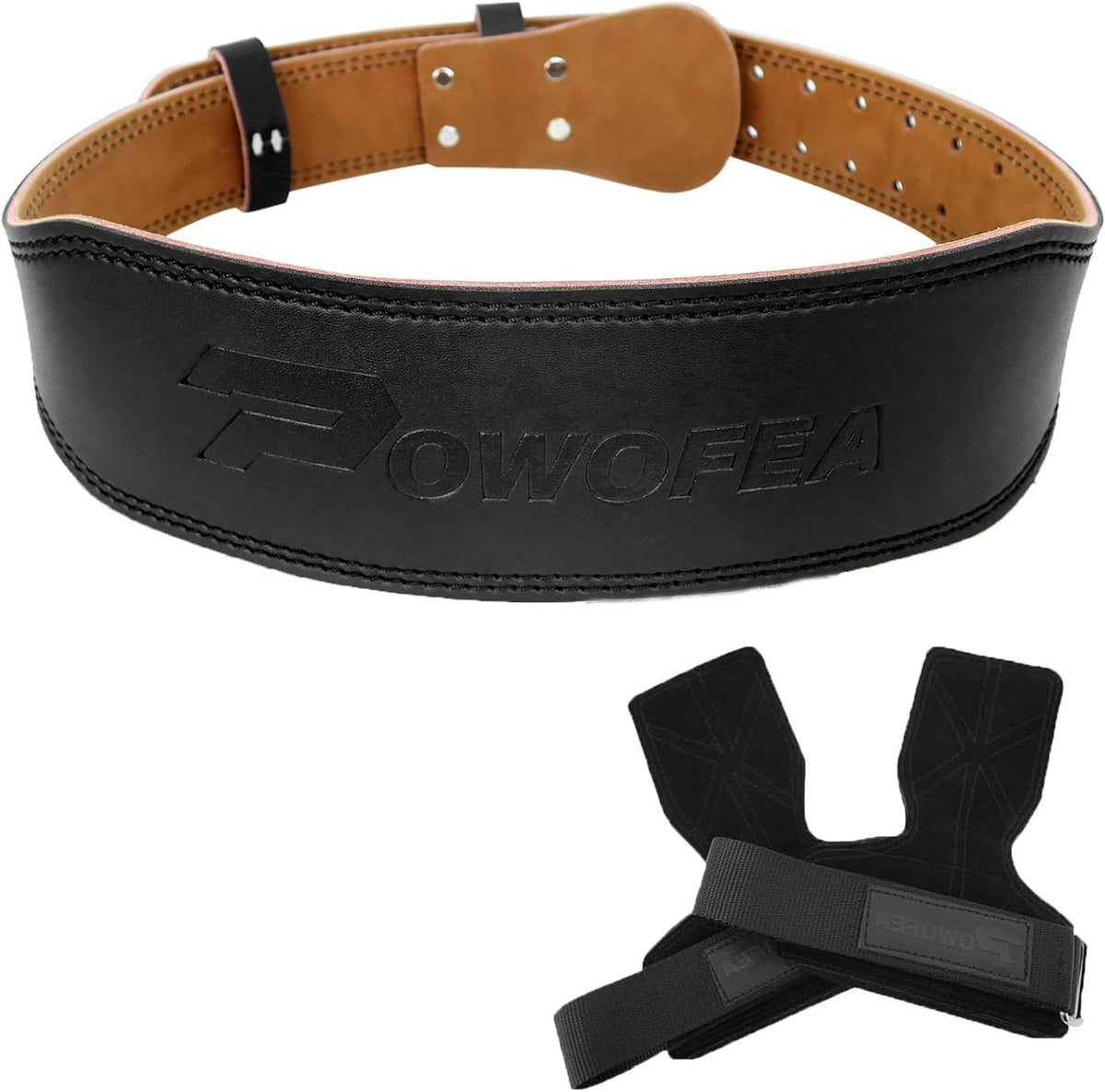Durable Leather Weight Lifting Belt with Adjustable Buckle and Wrist Straps L765