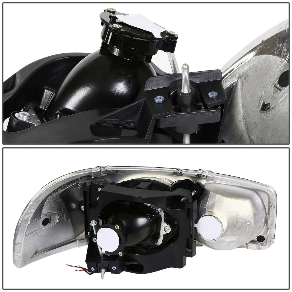 Chrome Housing Dual Halo Ring Projector Headlight and Bumper Lamp 4pc E841741