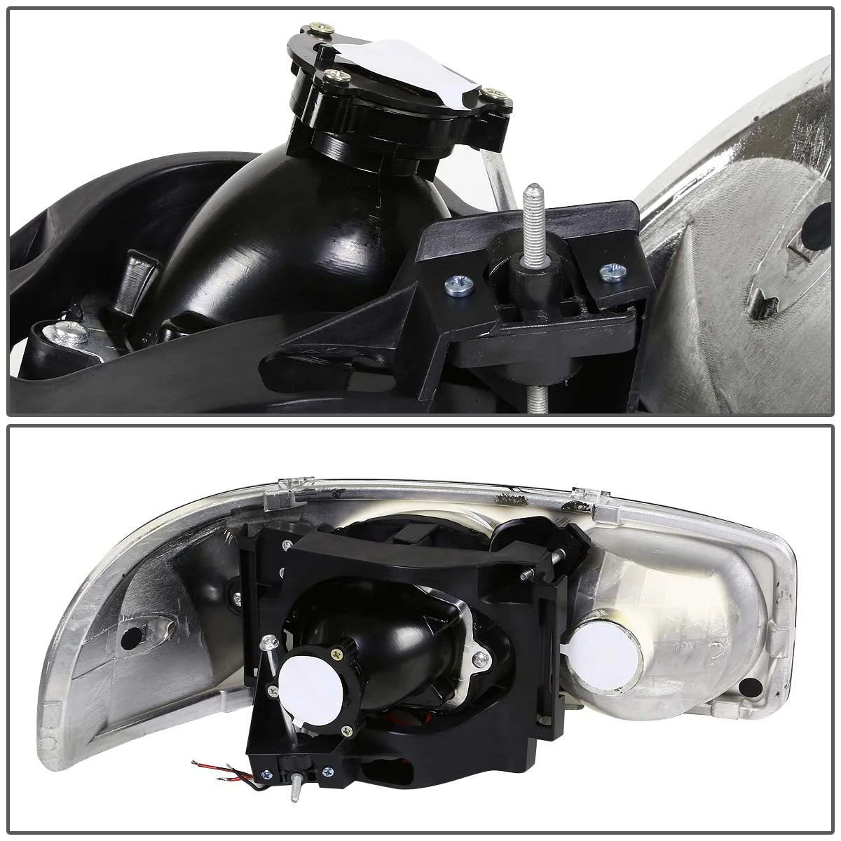 Chrome Housing Dual Halo Ring Projector Headlight and Bumper Lamp 4pc E841741