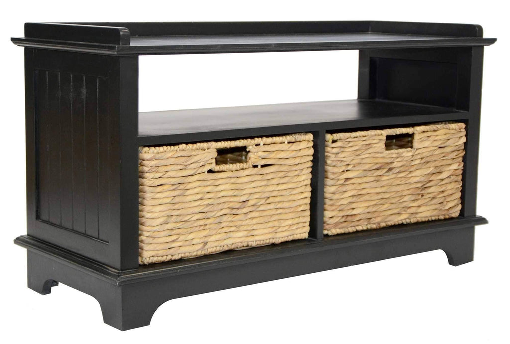 Black Wood Entertainment Cabinet with 2 Storage Baskets E345