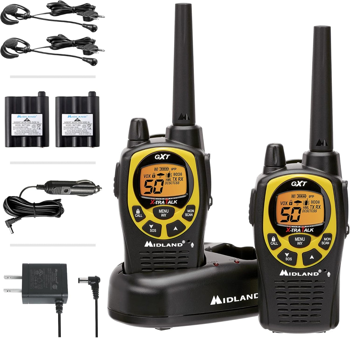 50 Channel Waterproof GMRS Two-Way Radio Black/Yellow Pair Pack V309883