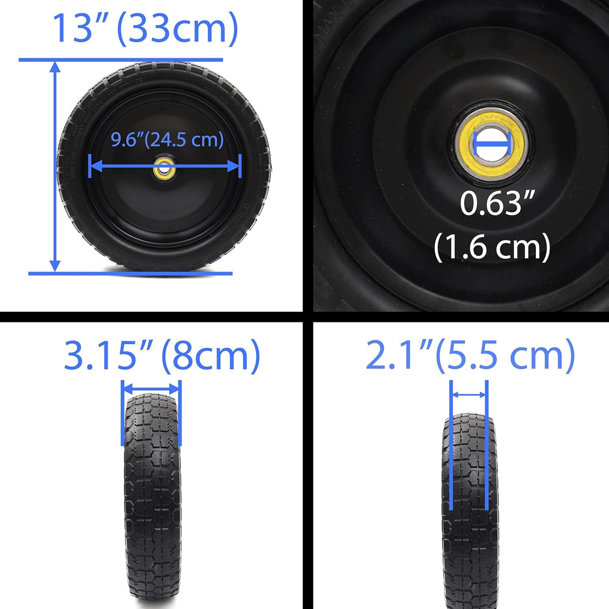 13'' Solid Polyurethane Flat-Free Tire and Wheel Assemblies Q358063