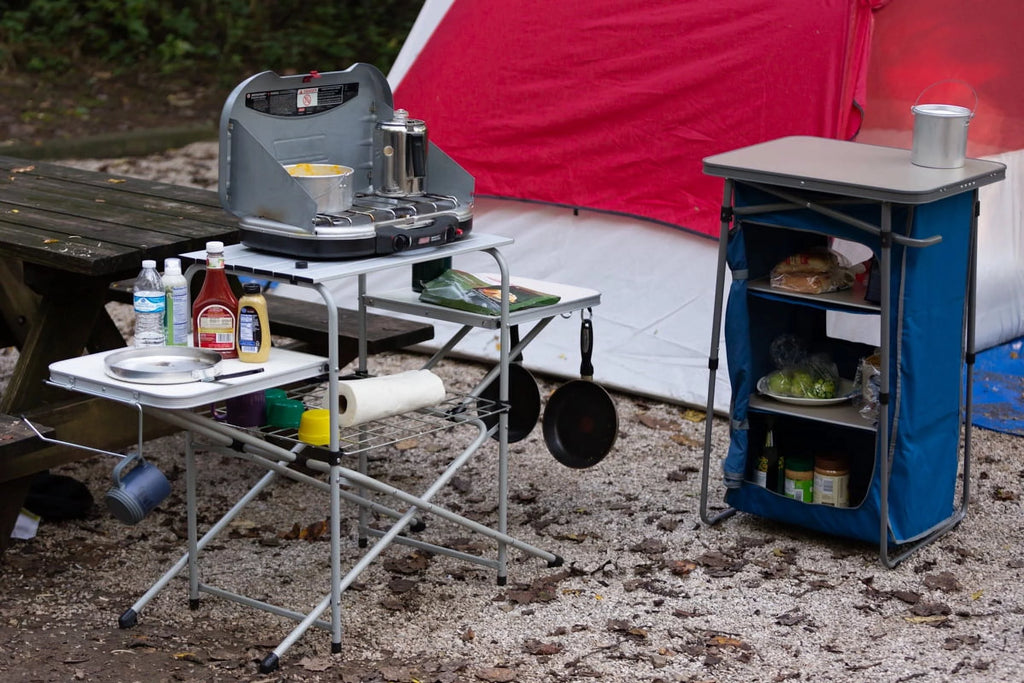 Camp Kitchen Cooking Stand with Three Table Tops J780192