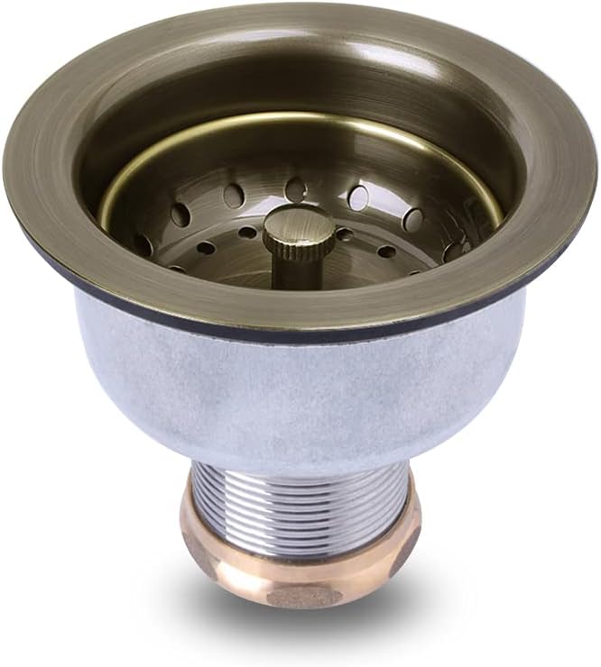 Venetian Gold Finish Kitchen Sink Drain Assembly with Fixed Post Basket Q8360