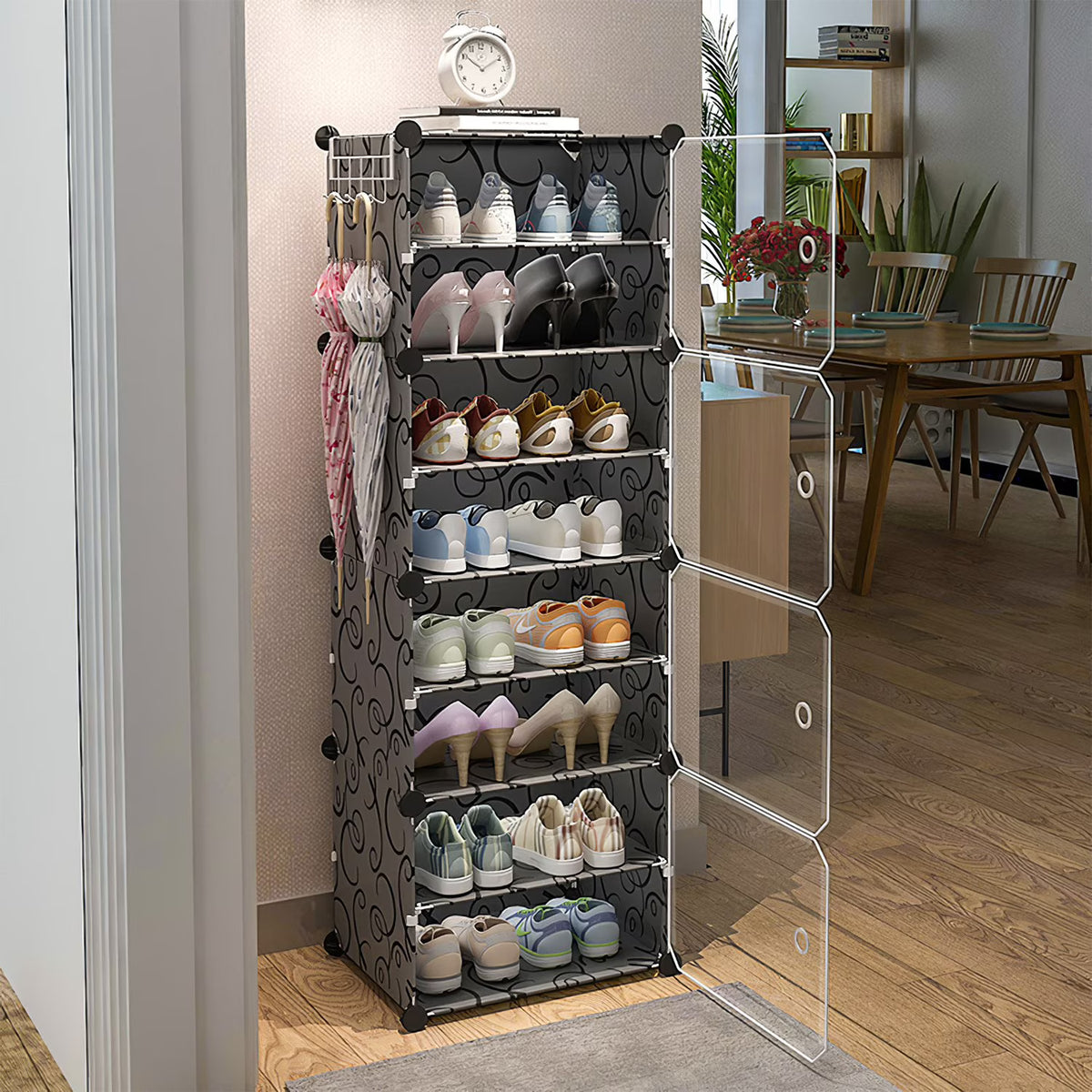 Black 8 Tier Shoe Storage Cabinet E4769