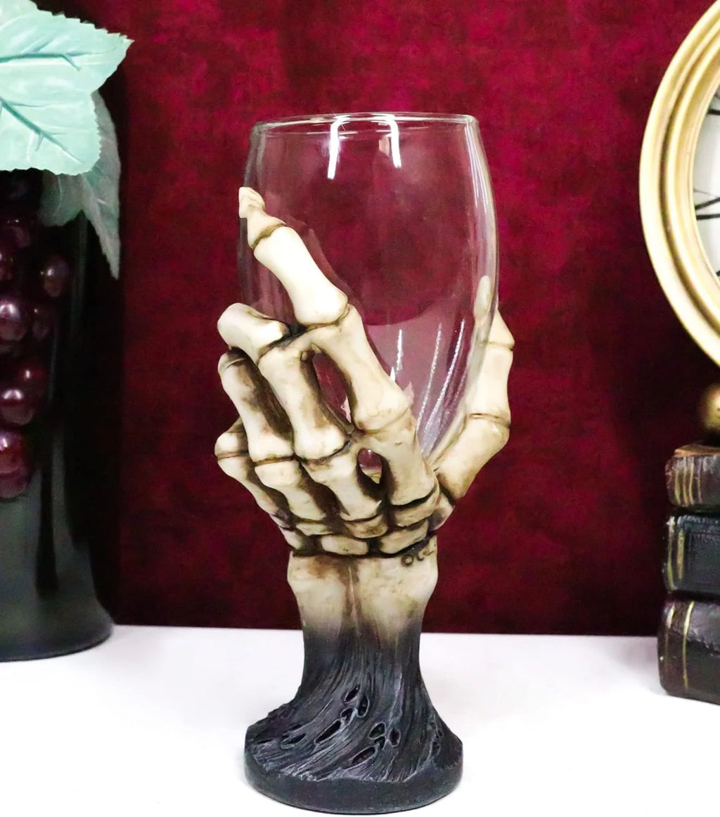 Gothic Skeleton Wine Goblet Glass Chalice Y6944