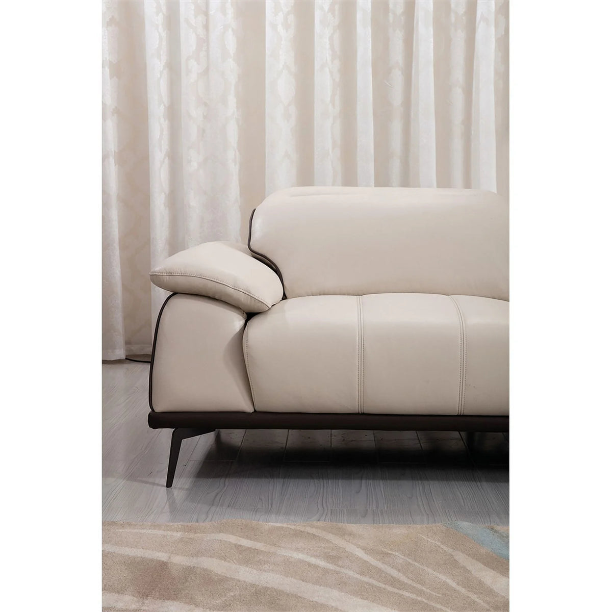 Beige Leather Loveseat L713113