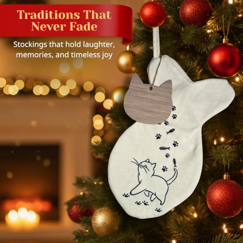 Cat Christmas Stocking with Paw Print Design W12009