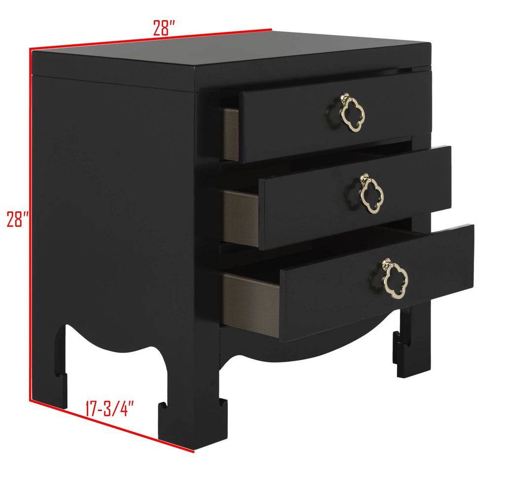 Black 3 Drawer Night Stand D7324