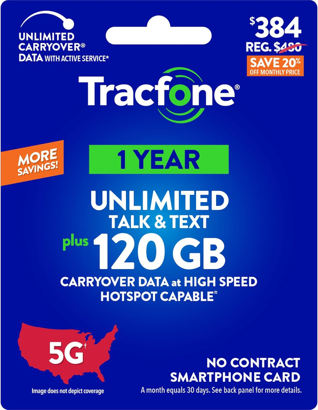 $384 Unlimited Talk & Text Plus 120 GB of Data Annual Prepaid Plan F621