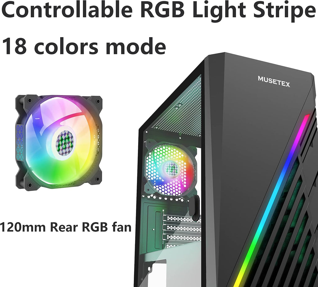 Black Micro-ATX PC Case with LED ARGB Fan K4005