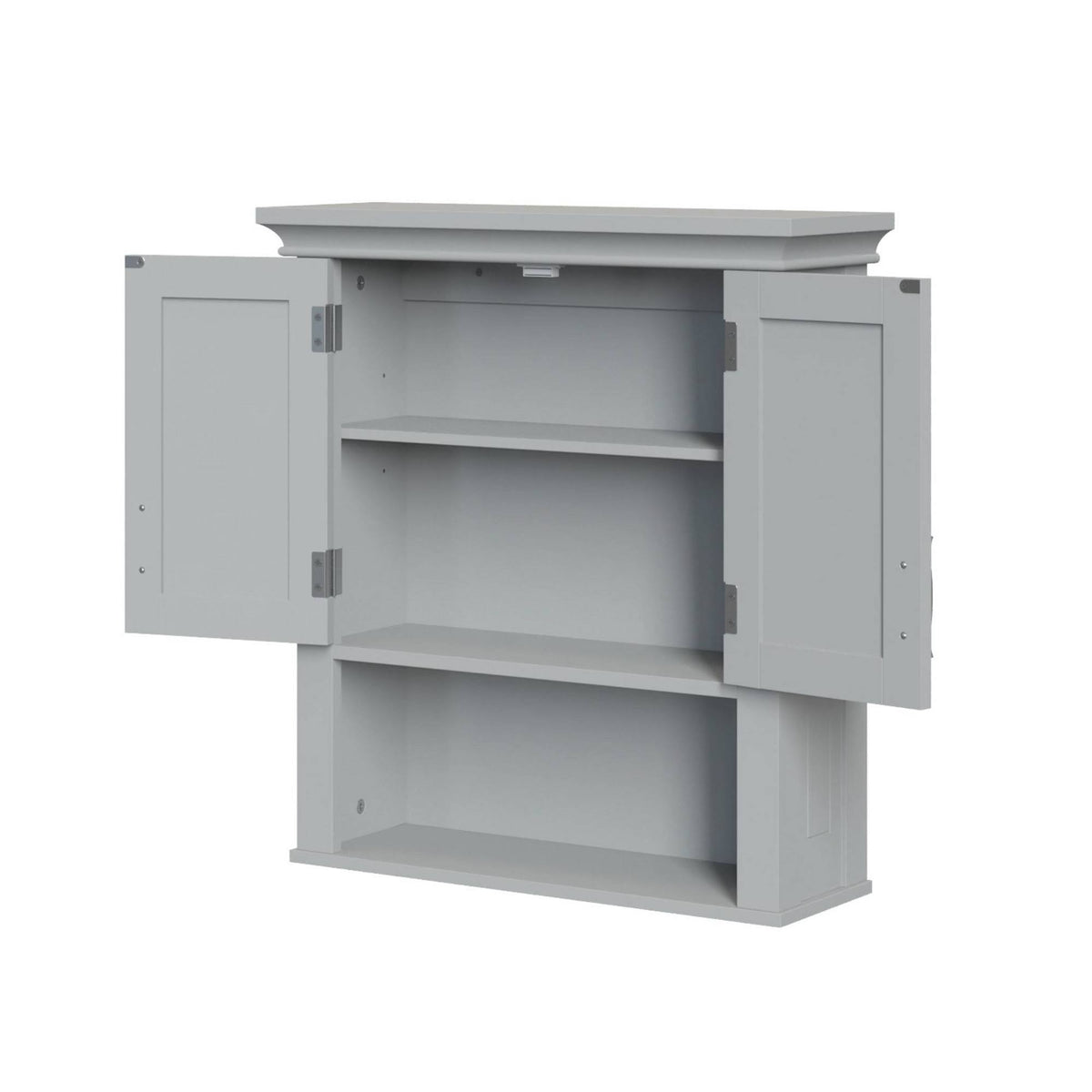 Gray Two Door Wall Cabinet with Open Shelf D473