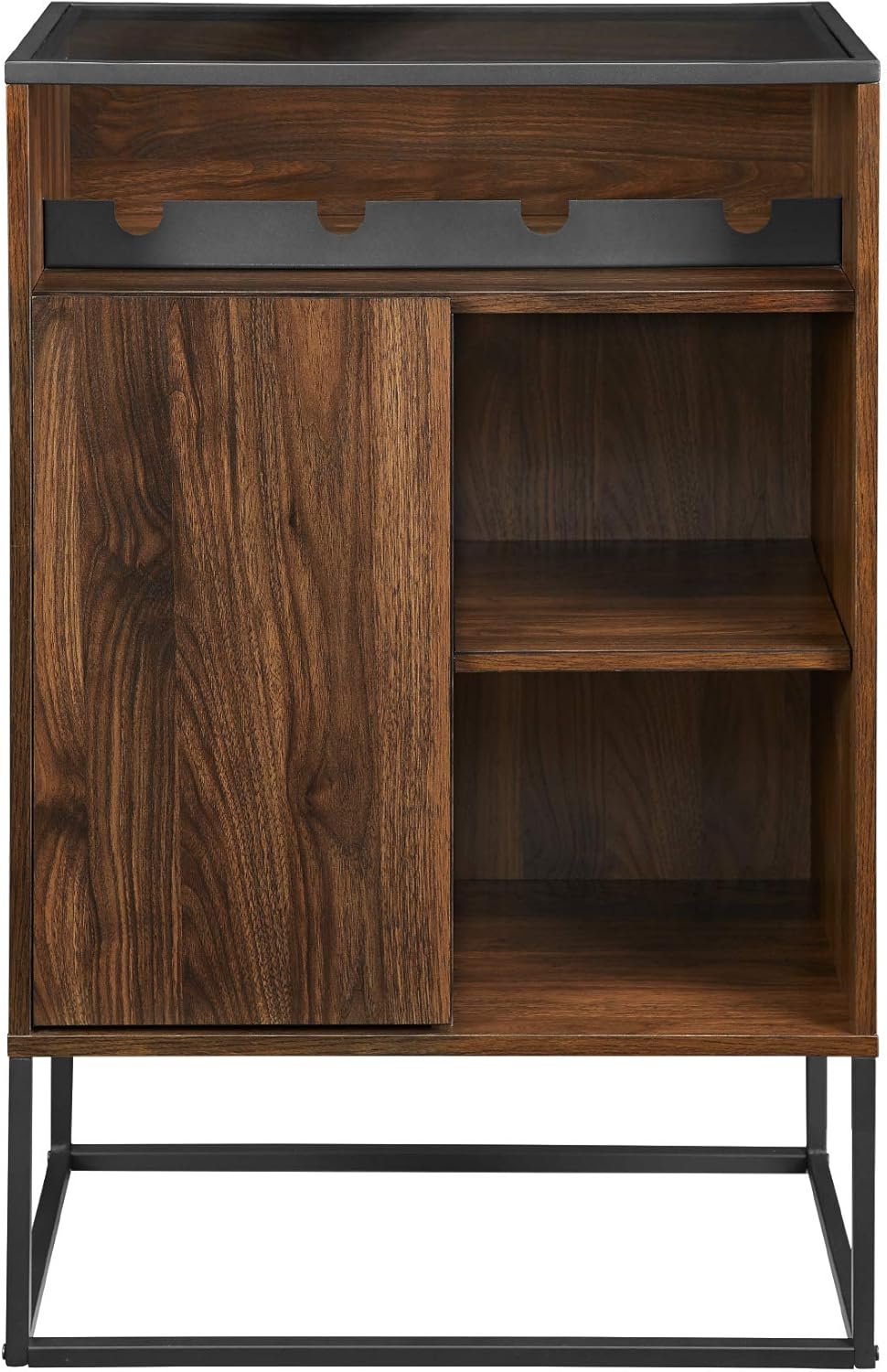 Dark Walnut 24 Inch Wood and Glass Storage Cabinet R5886