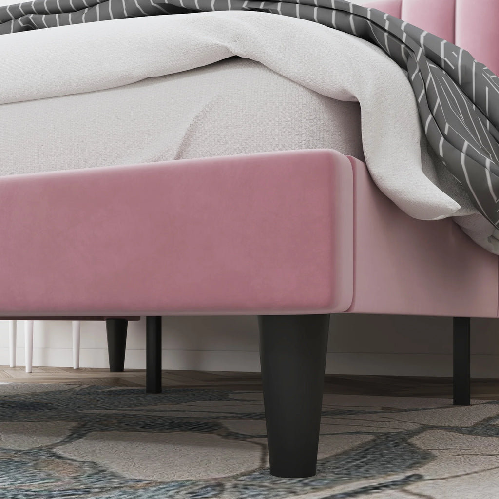 Queen Size Velvet Upholstered Platform Bed Frame R18065