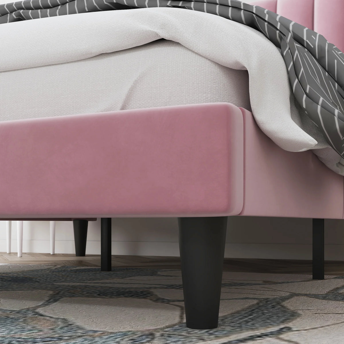 Queen Size Velvet Upholstered Platform Bed Frame R18065