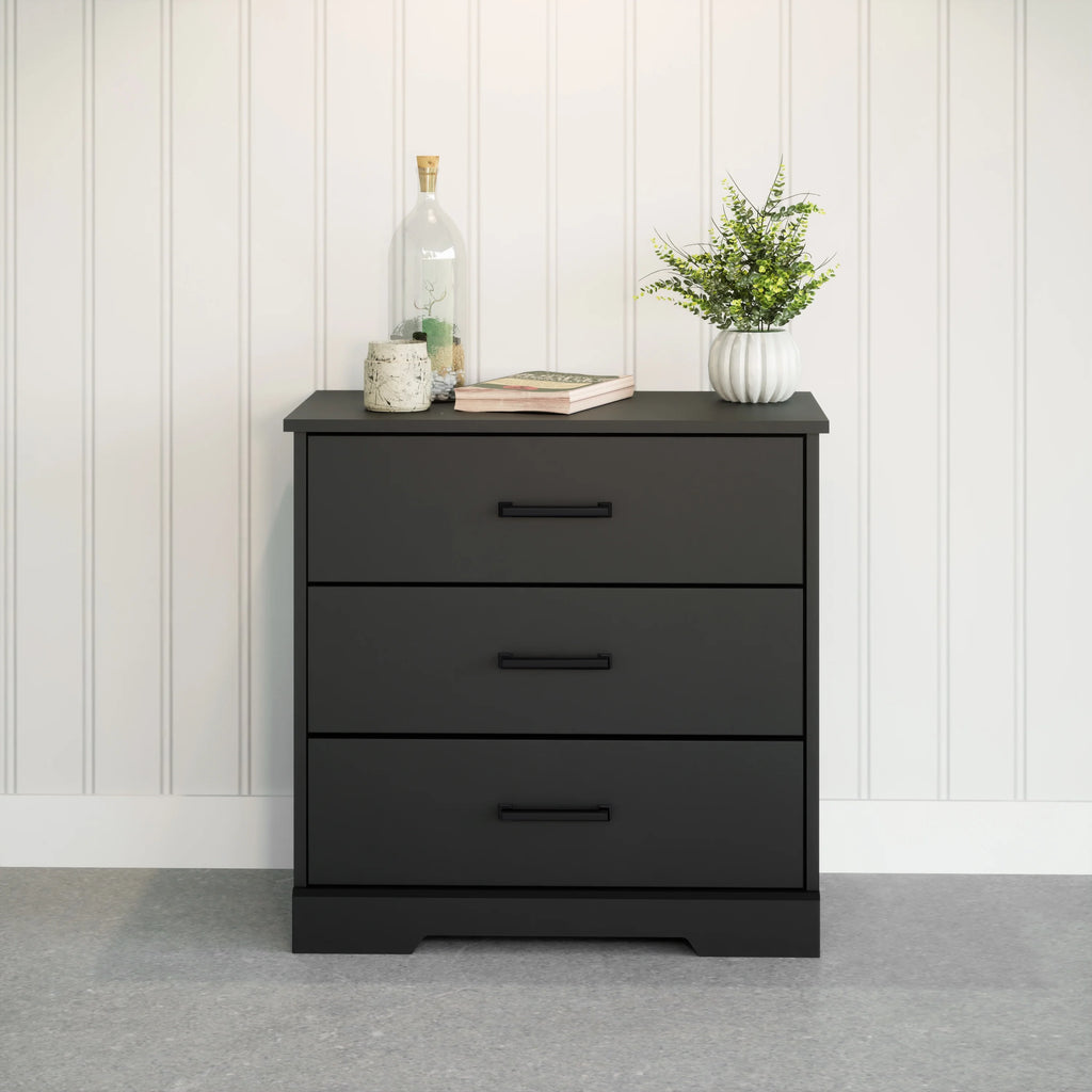 Black 3 Drawer Nightstand Bedside Table E23094