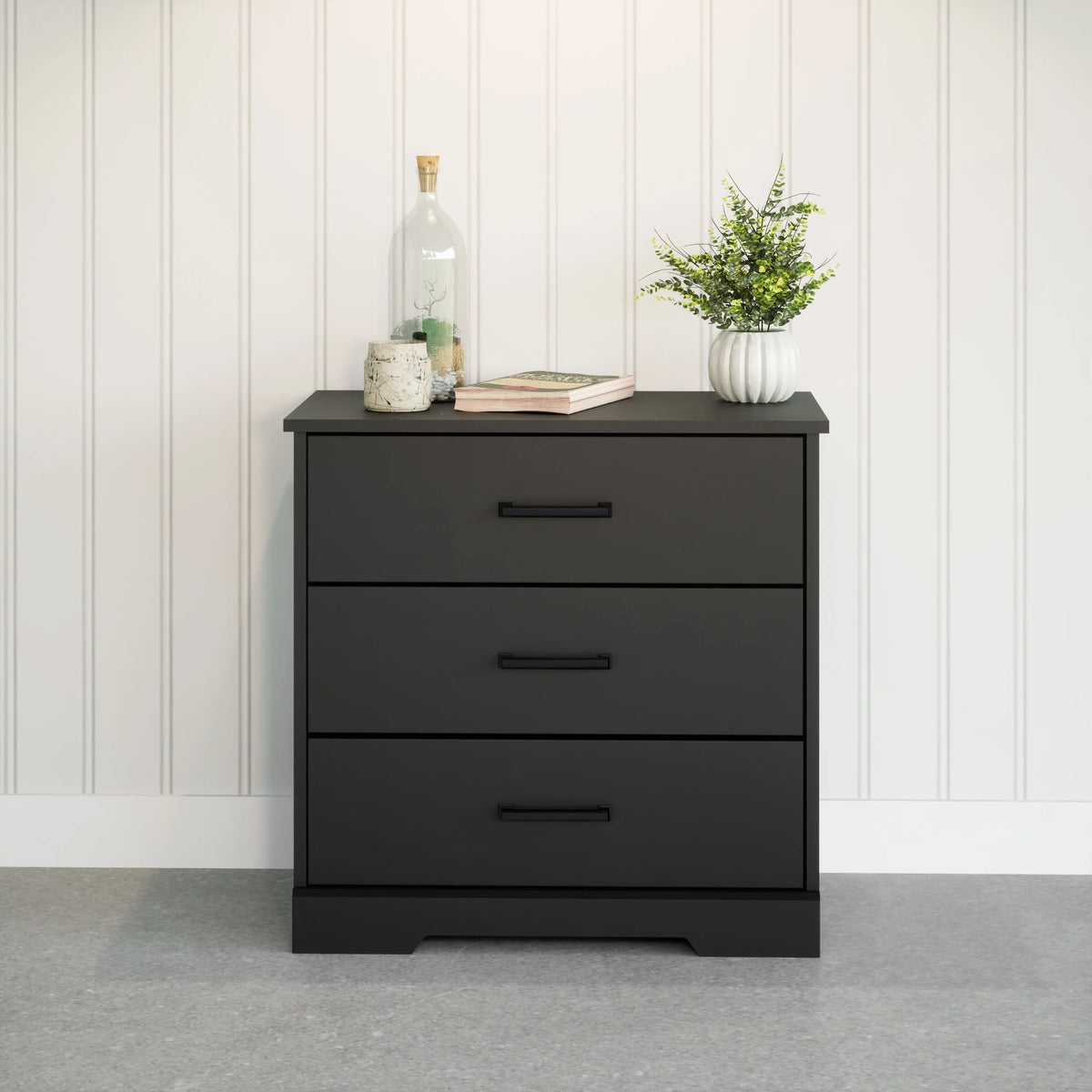 Black 3 Drawer Nightstand Bedside Table E23094