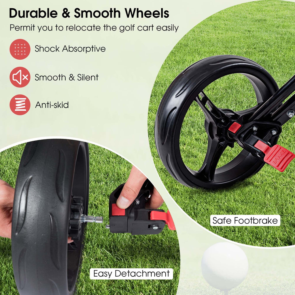 Foldable 3 Wheel Steel Golf Push Cart with Umbrella Holder K1762