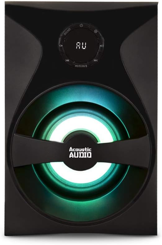Bluetooth 5.1 Surround Sound Home Theater Speaker Set with LED Light Display, FM Tuner, USB and SD Card Inputs, Remote Control Y737689