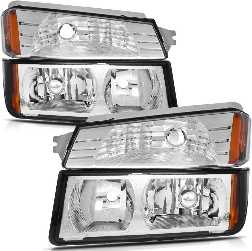 Chrome Housing Amber Reflector Headlight Assembly for Chevrolet Avalanche 1500/2500 O269