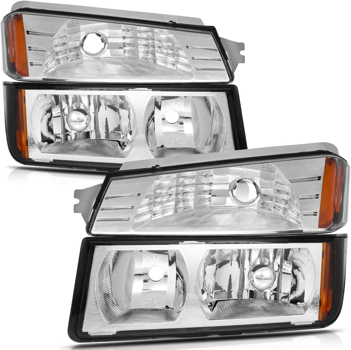 Chrome Housing Amber Reflector Headlight Assembly for Chevrolet Avalanche 1500/2500 O269