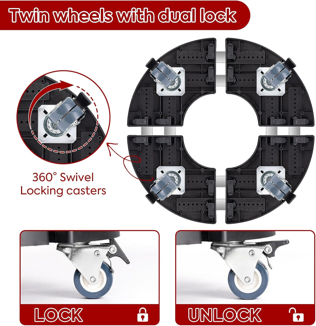 Plant Caddy with Wheels Heavy Duty, 550LBS Adjustable 15.7in-22in Large Plant Stand with Dual Lockable Casters Q894