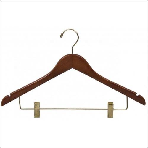 Wooden Combo Hanger with Adjustable Clips Case of 50 K134282