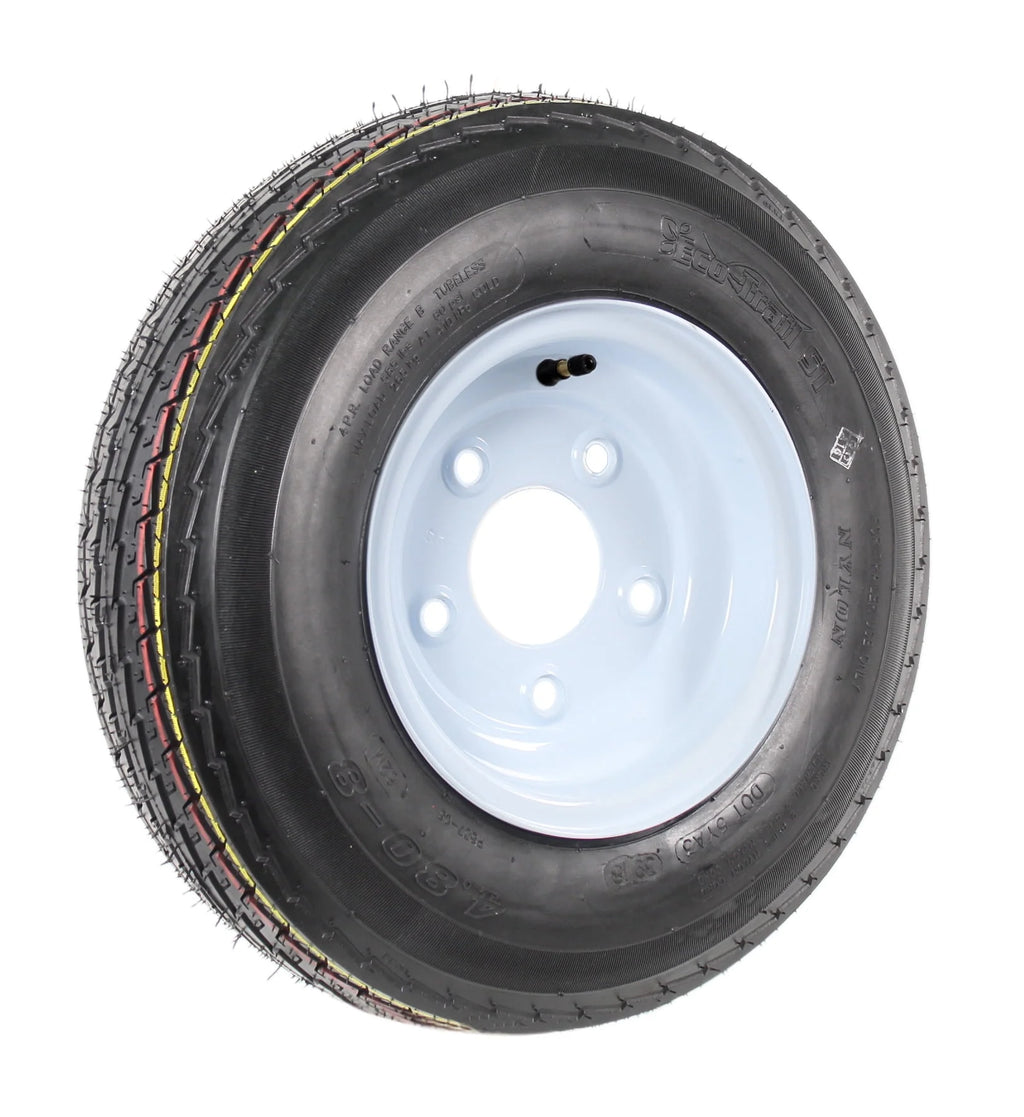 Two Trailer Tires On Rims 4.80-8 5 Lug White R96551