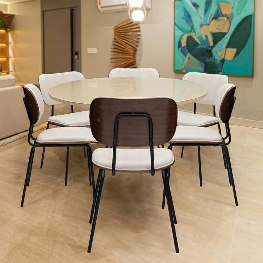 Faux Leather Walnut Dining Chairs with Ergonomic Backrest Upholstered Seat R413