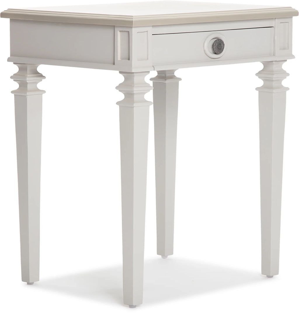 Light Gray Solid Wood End Table Nightstand with Drawer D25661