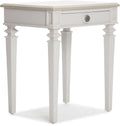 Light Gray Solid Wood End Table Nightstand with Drawer D25661