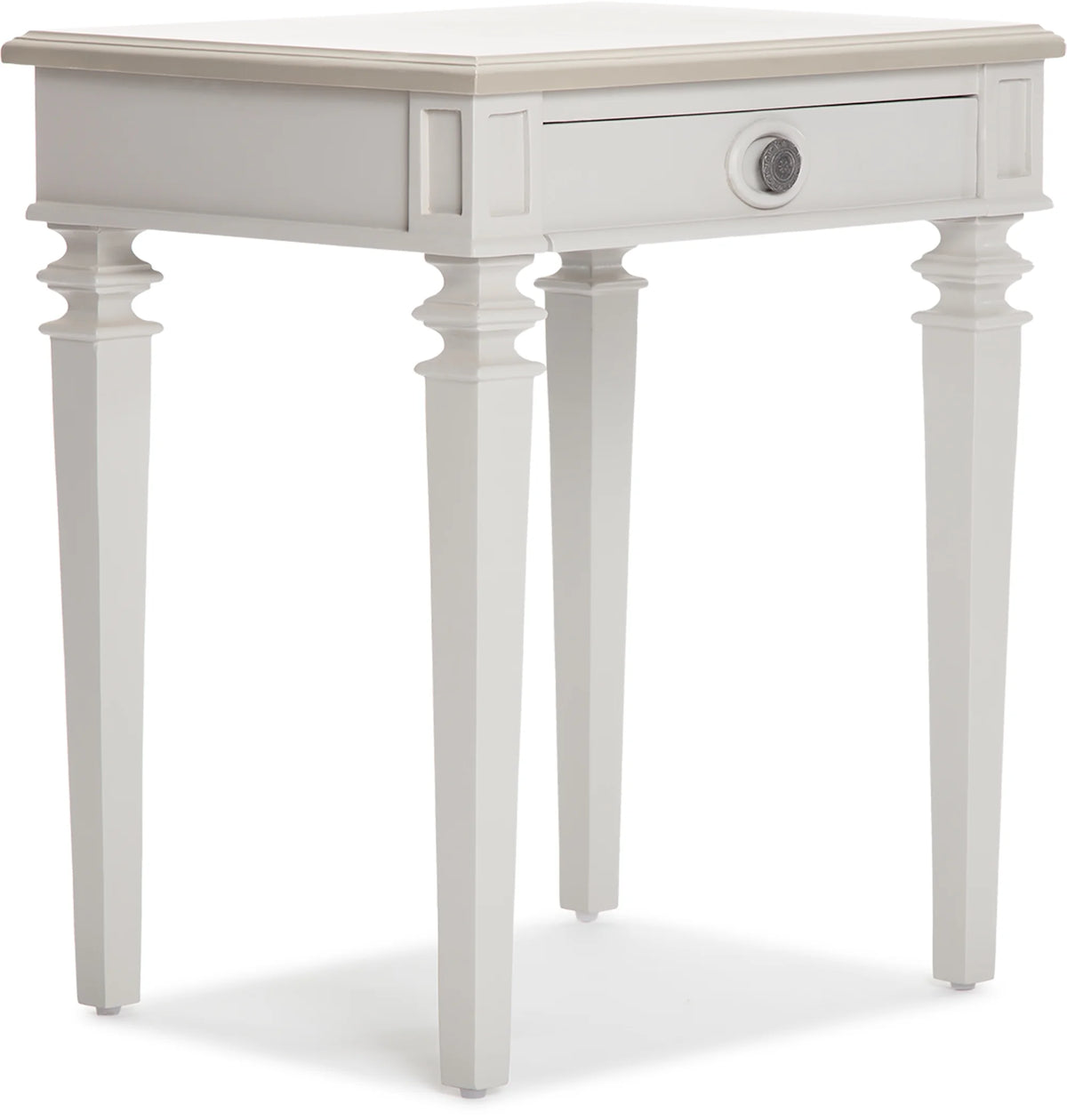 Light Gray Solid Wood End Table Nightstand with Drawer D25661