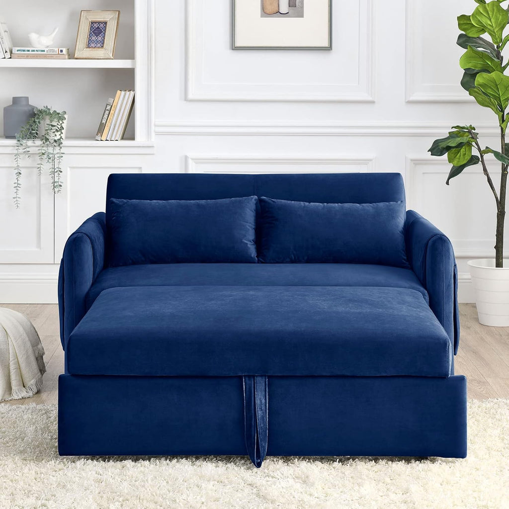 55" Velvet Convertible Sleeper Sofa with Pull Out Bed R4307