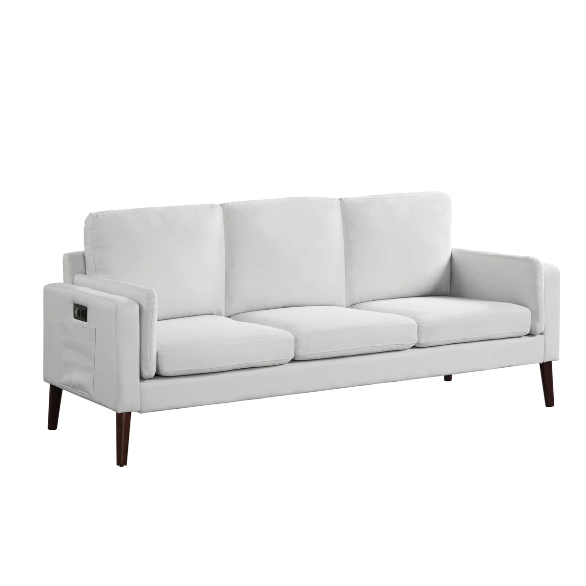 Gray Upholstery Sofa with Side Pocket and USB Power A9527