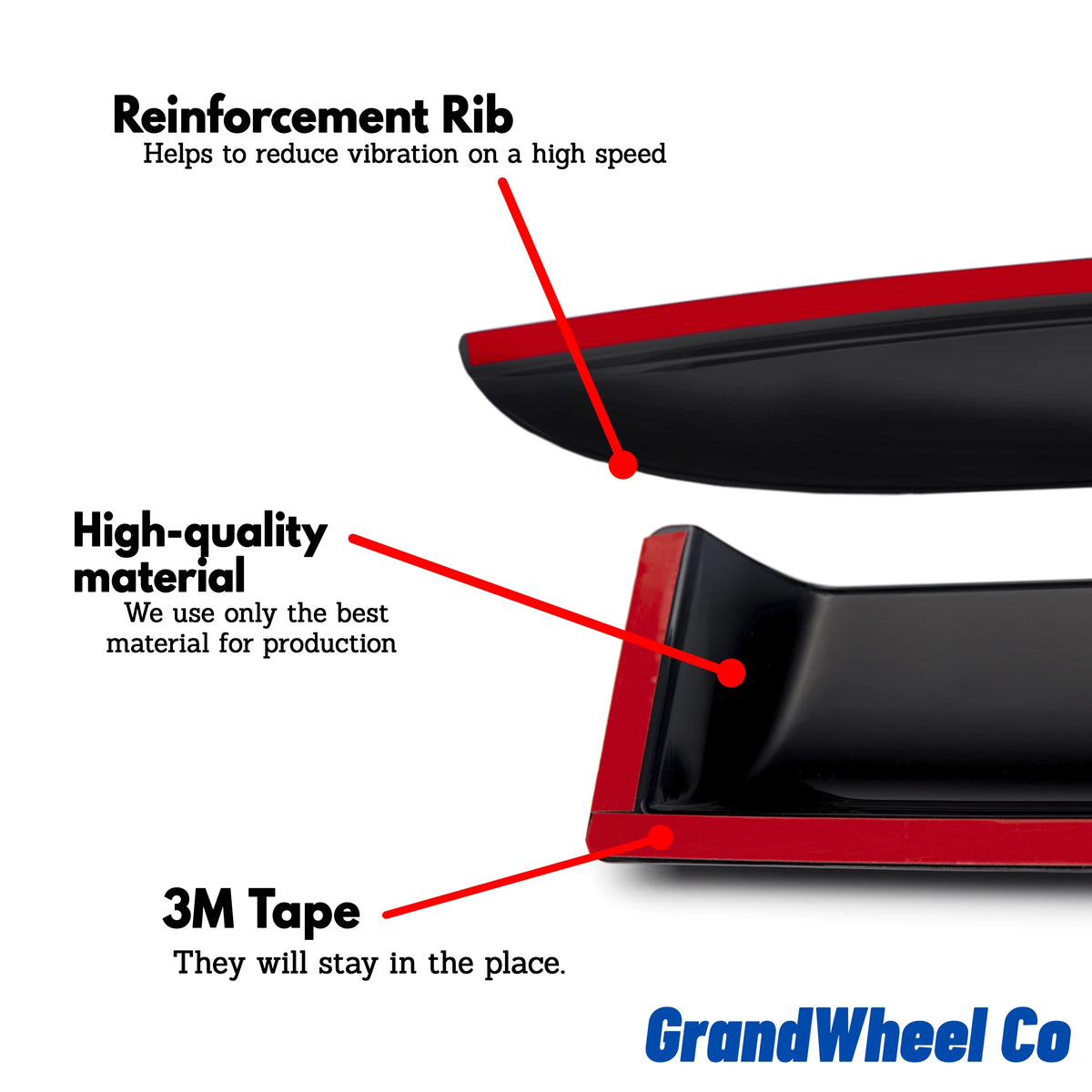 Smoke Tinted Tape-On Side Window Vent Visor Deflectors Rain Guards 4pcs I69497
