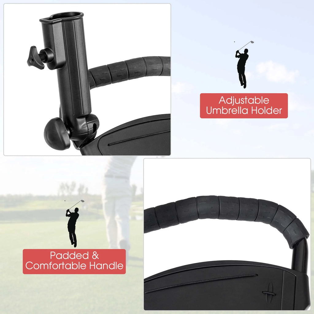 Foldable 3 Wheel Steel Golf Push Cart with Umbrella Holder K1762