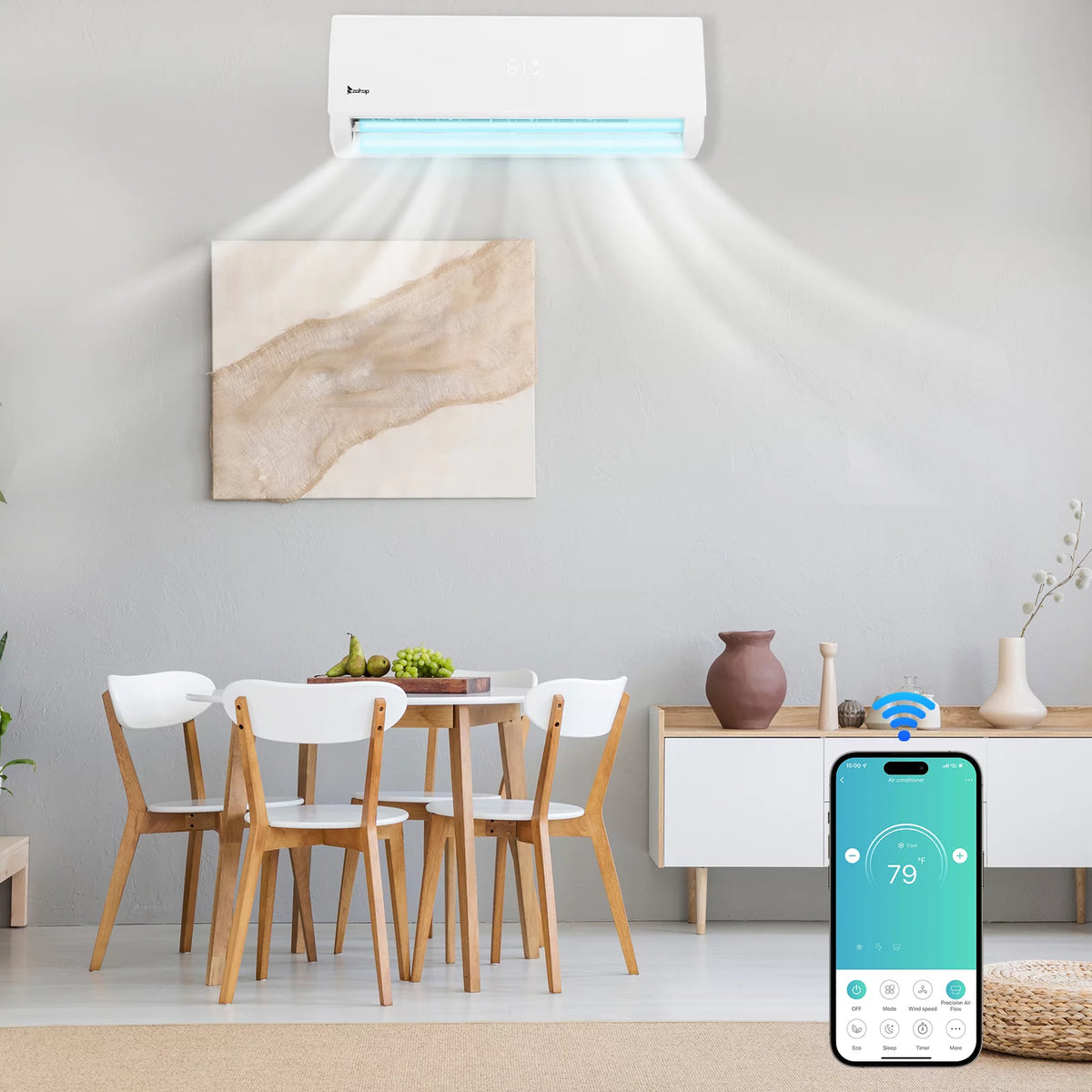 9000 BTU Wifi Enabled 19 Seer Mini Split Air Conditioner & Heater N9714