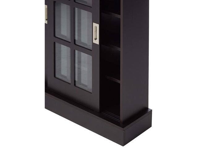 Tempered Glass Sliding Doors Multimedia Storage Cabinet M889990