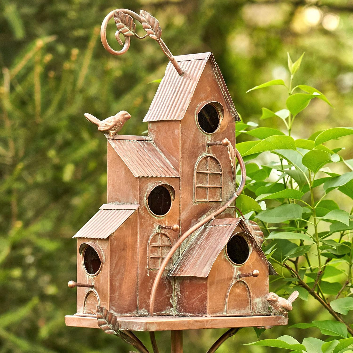 Large Copper Colored Multi-Birdhouse Stakes M117296