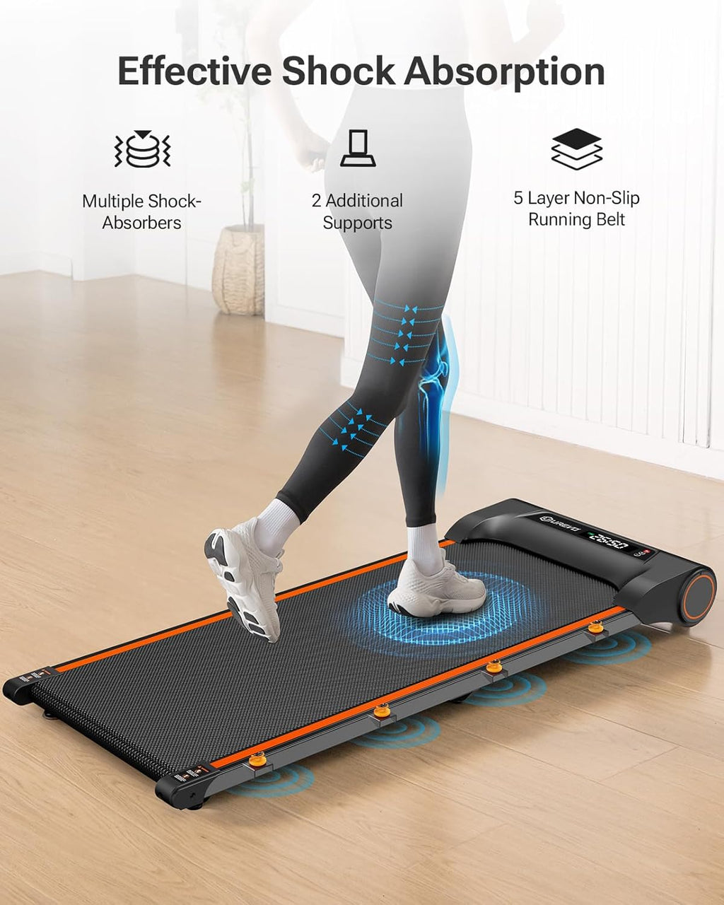 Under Desk Treadmill Walking Pad Portable 2.25HP Orange Z576059