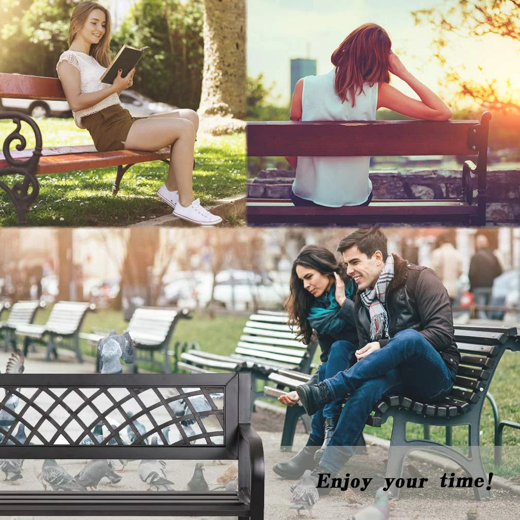 Black Steel Garden Bench E857