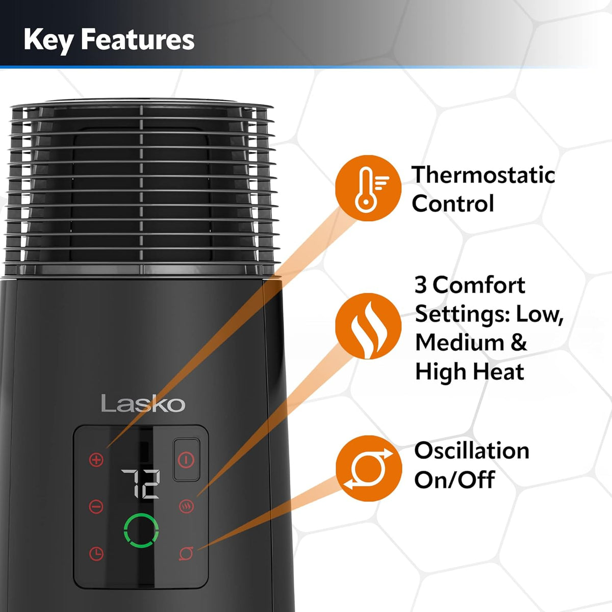 Black 1500W Oscillating Ceramic Tower Heater F245