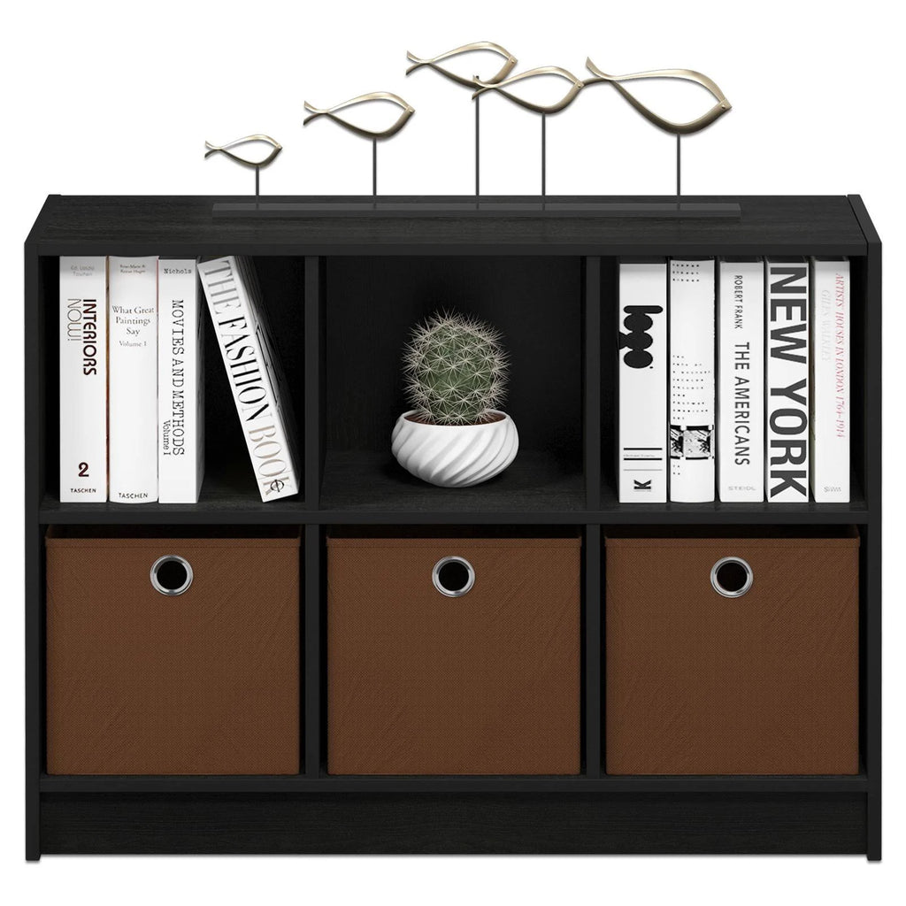 Americano Medium Brown 3x2 Bookcase Storage with Bins U76173