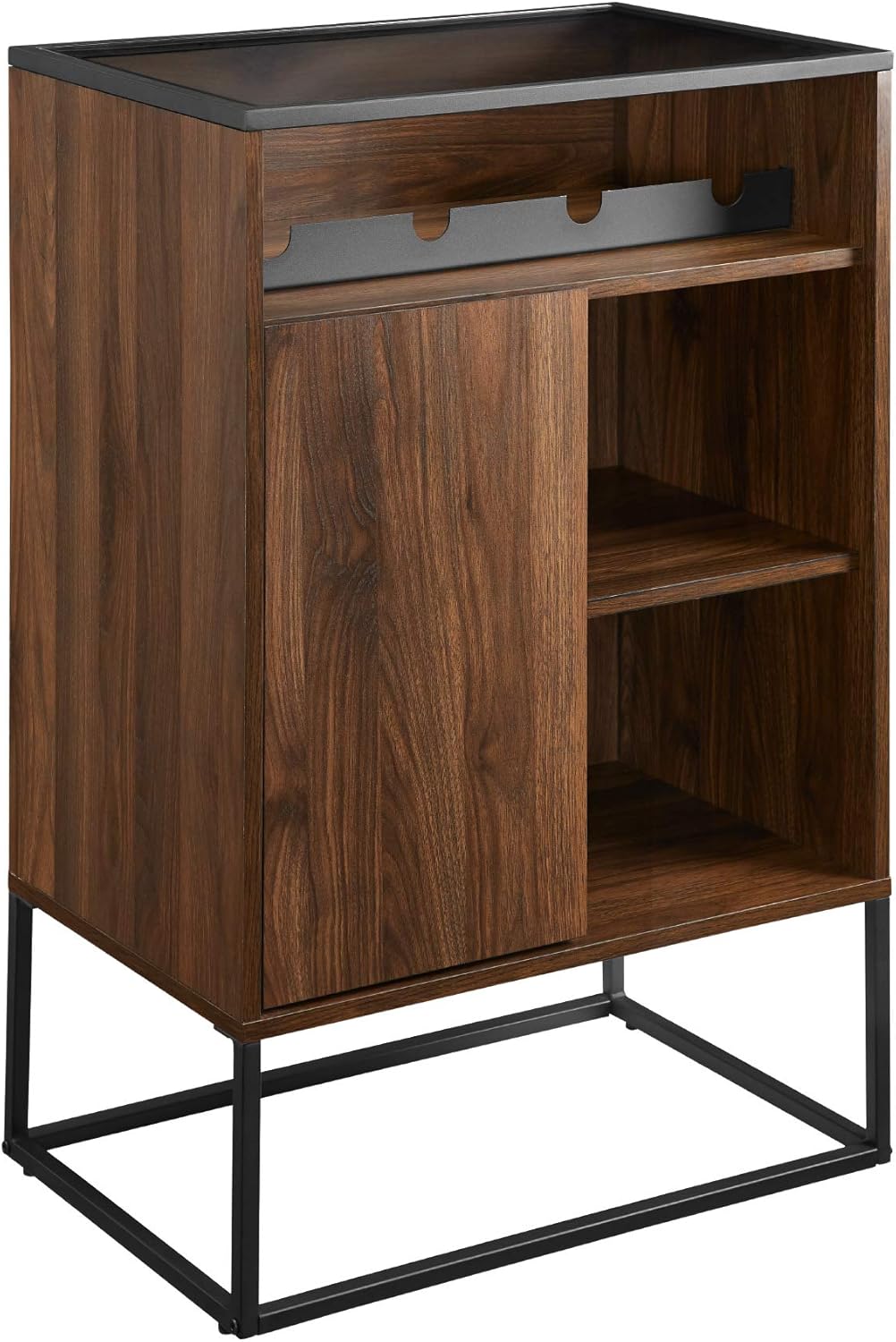 Dark Walnut 24 Inch Wood and Glass Storage Cabinet R5886